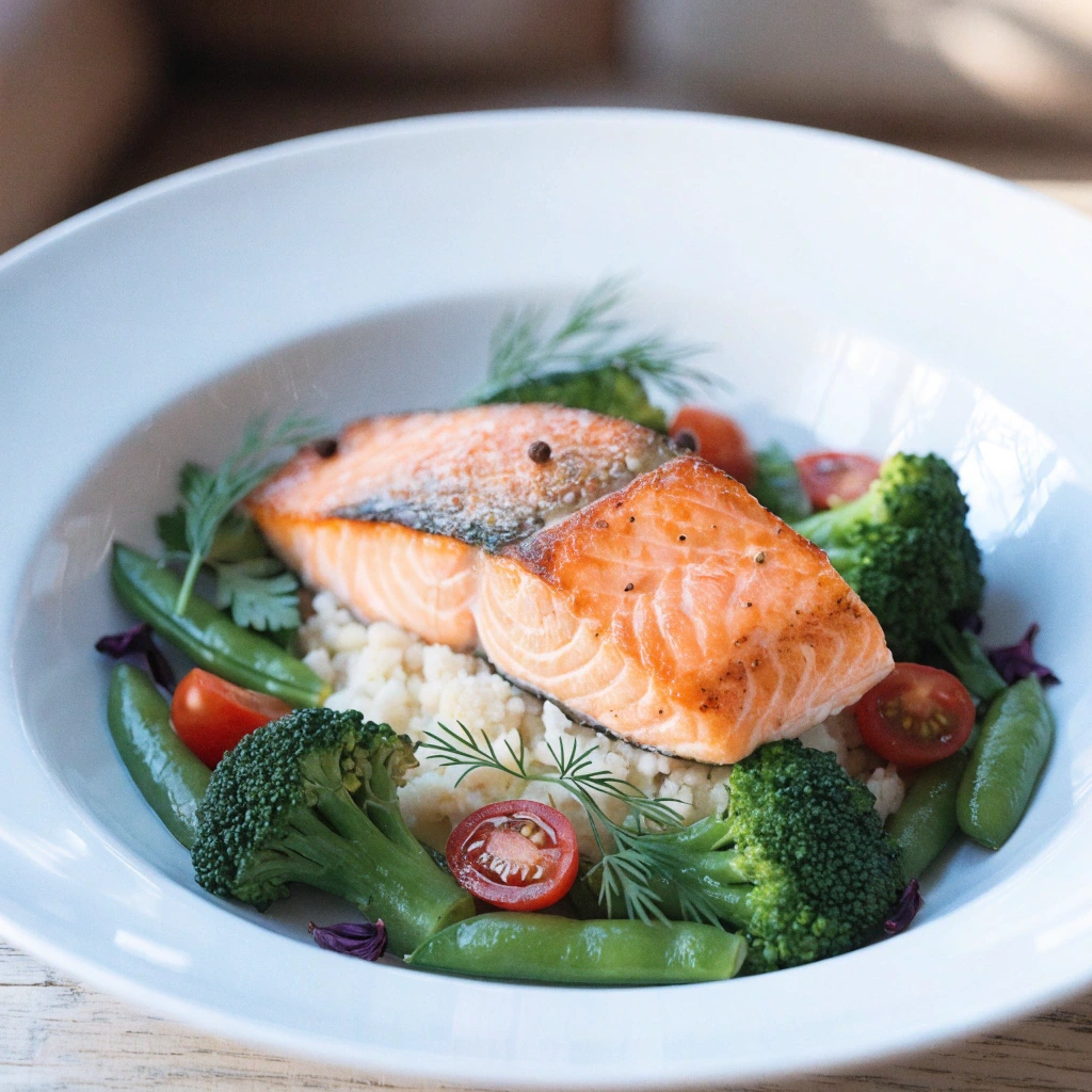 Low Carb Abendessen Thermomix mit Lachs und Blumenkohlreis