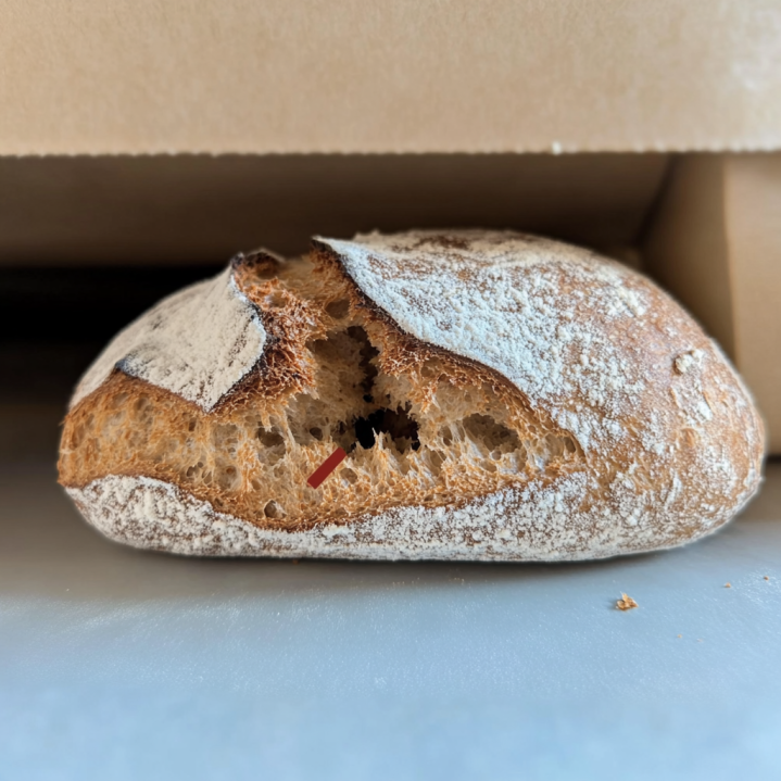 Brot mit großem Unterriss an der Unterseite nach dem Backen