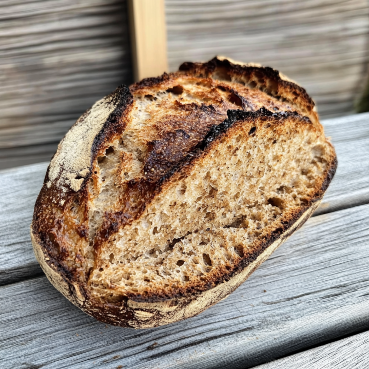 Angeschnittenes Röstkornbrot mit knuspriger Kruste
