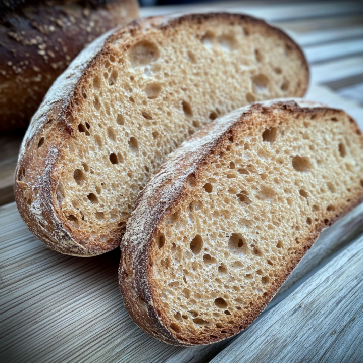 Lockere Brotkrume nach optimaler Volumenzunahme des Brotteigs während der Stockgare