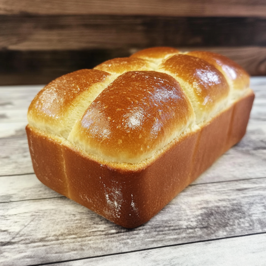 Frisch gebackenes supersoftes veganes Milchbrot Brioche mit goldbrauner glänzender